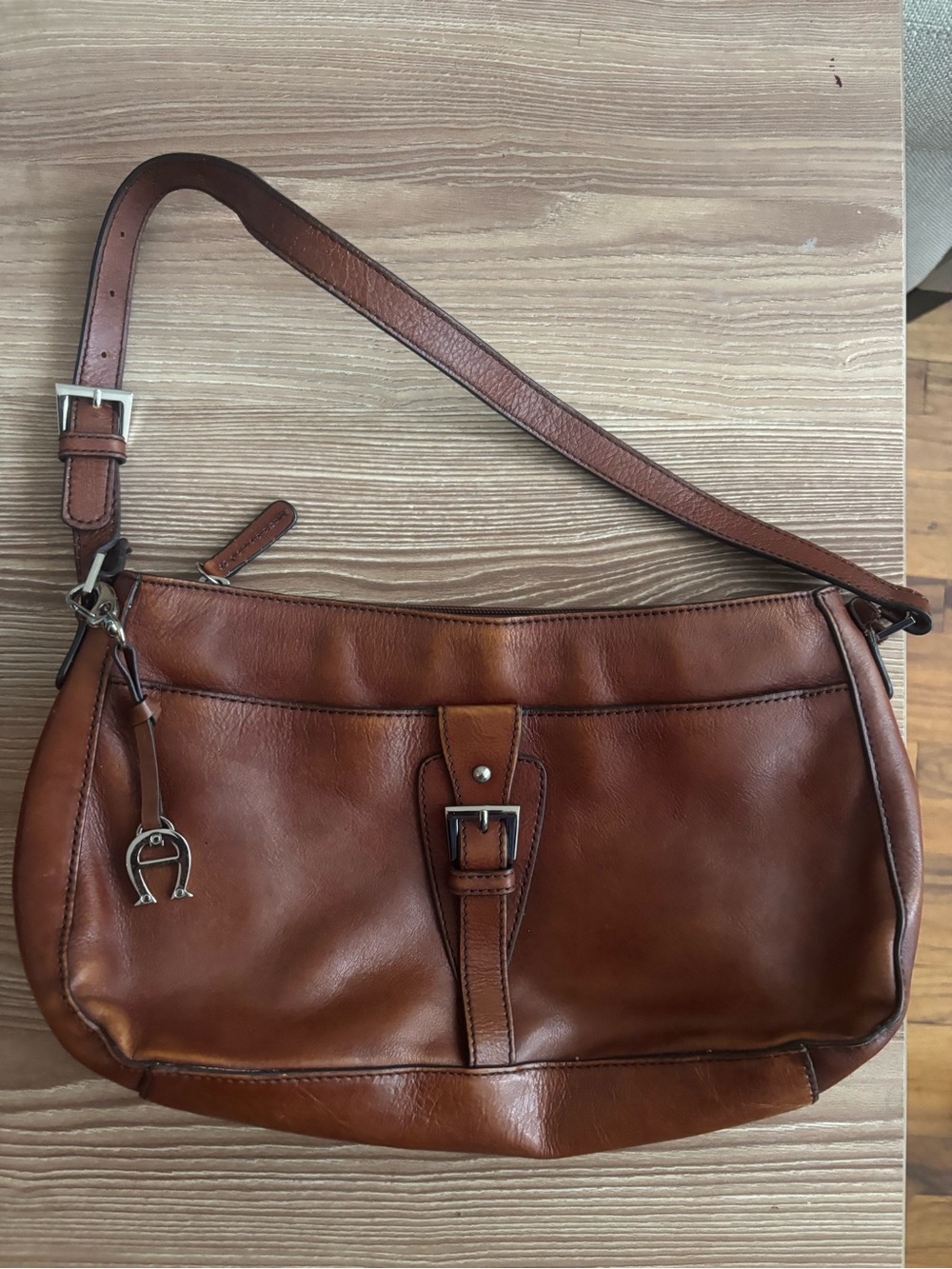 Etienne Aigner Chestnut Brown Leather Shoulder Bag